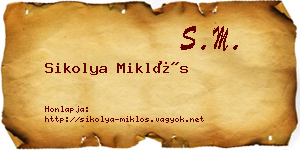 Sikolya Miklós névjegykártya